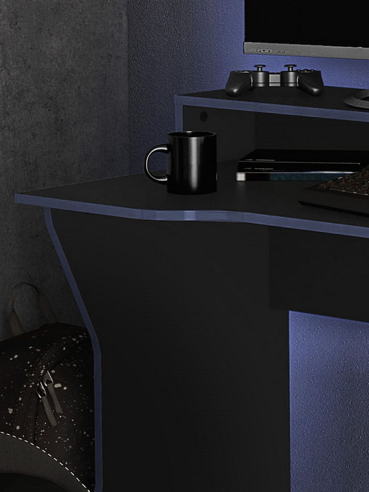 Birlea Black Blue Enzo Gaming Computer Desk - Image 2 of 5