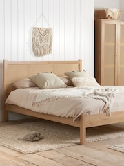 Birlea Oak Croxley Wooden Rattan Bed - Image 1 of 5