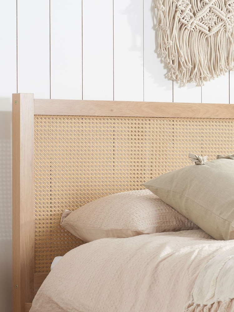 Birlea Oak Croxley Wooden Rattan Bed - Image 2 of 5