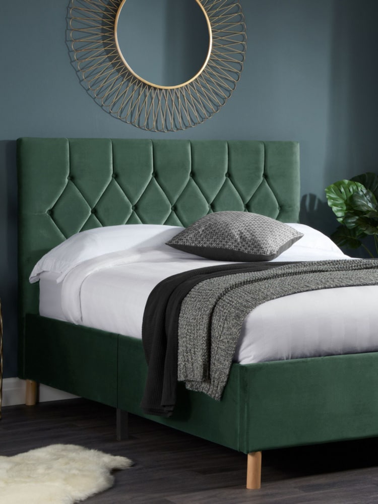 Birlea Green Loxley Upholstered Fabric Bed - Image 1 of 5