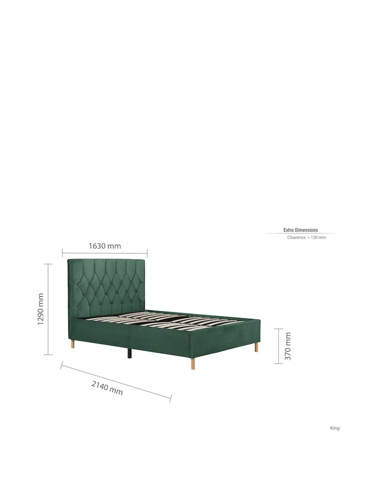 Birlea Green Loxley Upholstered Fabric Bed - Image 8 of 8 Birlea Green Loxley Upholstered Fabric Bed - Image 8 of 8