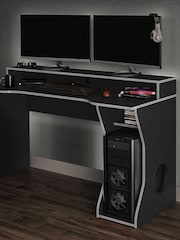 Birlea Black Silver Enzo Gaming Computer Desk - Image 1 of 5