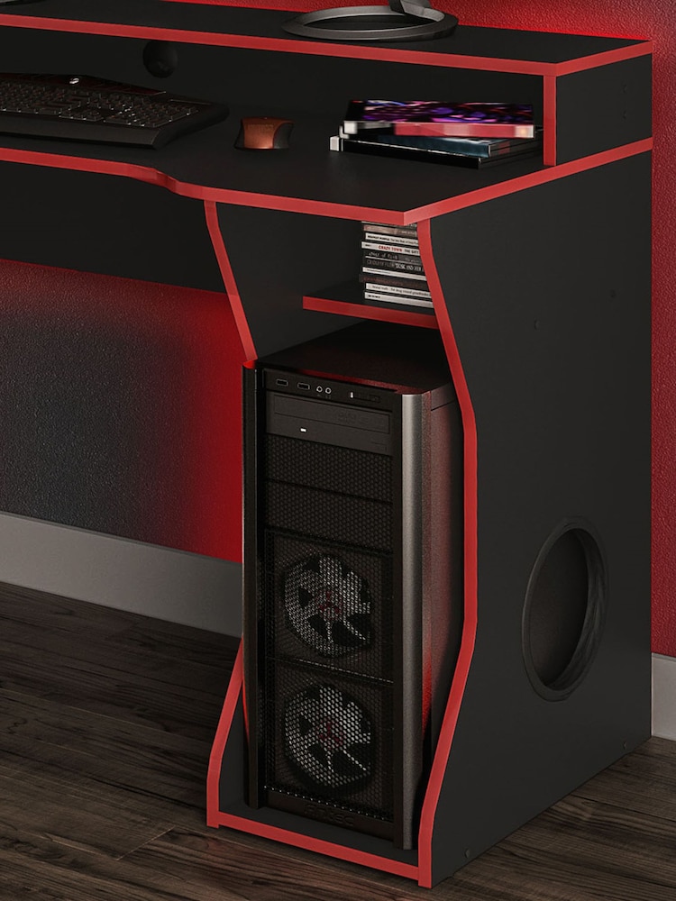 Birlea Black Red Enzo Gaming Computer Desk - Image 2 of 5