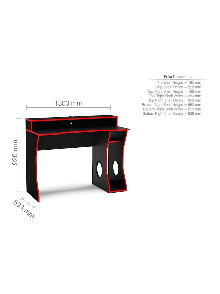 Birlea Black Red Enzo Gaming Computer Desk - Image 4 of 4
