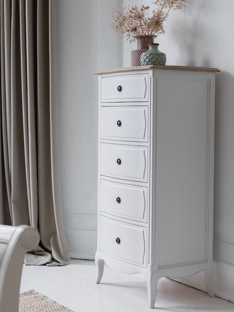 Willis & Gambier White Amelie Wooden 5 Drawer Tall Chest of Drawers - Image 2 of 4