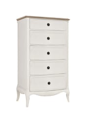 Willis & Gambier White Amelie Wooden 5 Drawer Tall Chest of Drawers - Image 3 of 4