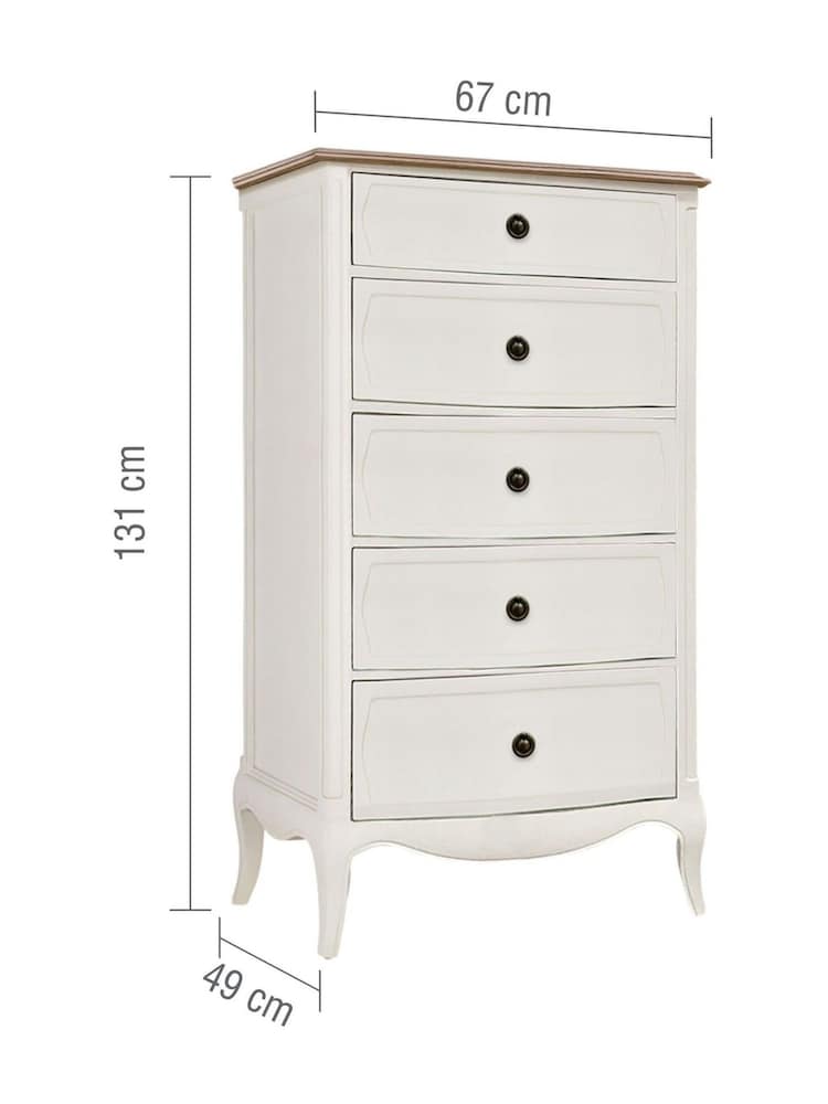 Willis & Gambier White Amelie Wooden 5 Drawer Tall Chest of Drawers - Image 5 of 5 Willis & Gambier White Amelie Wooden 5 Drawer Tall Chest of Drawers - Image 5 of 5
