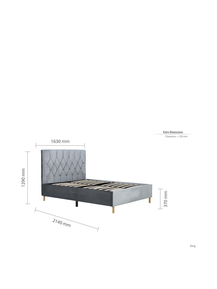 Birlea Grey Loxley Upholstered Fabric Bed - Image 4 of 4