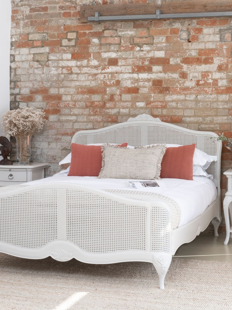 Willis & Gambier Grey Etienne Wooden & Rattan Headboard - Image 1 of 2