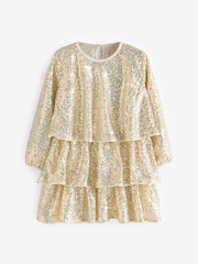 Billieblush Gold Sequin Party Occasion Tiered Dress - Image 1 of 4