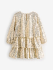 Billieblush Gold Sequin Party Occasion Tiered Dress - Image 2 of 4