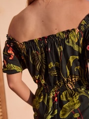 Emerald Green Off Shoulder Wide Leg 100% Cotton Jumpsuit - Image 5 of 10