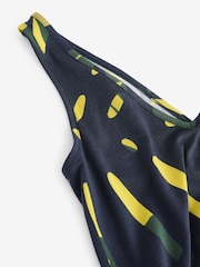 Navy/Khaki Green Jersey Wide Leg V-Neck Sleeveless Jumpsuit - Image 8 of 9
