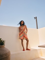 Pink/Orange Bandeau Shirred Playsuit - Image 2 of 7
