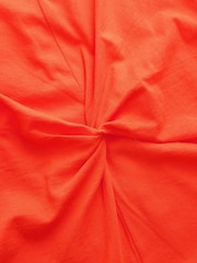 Red 100% Cotton Twist Short Sleeved T-Shirt Summer Dress - Image 4 of 5