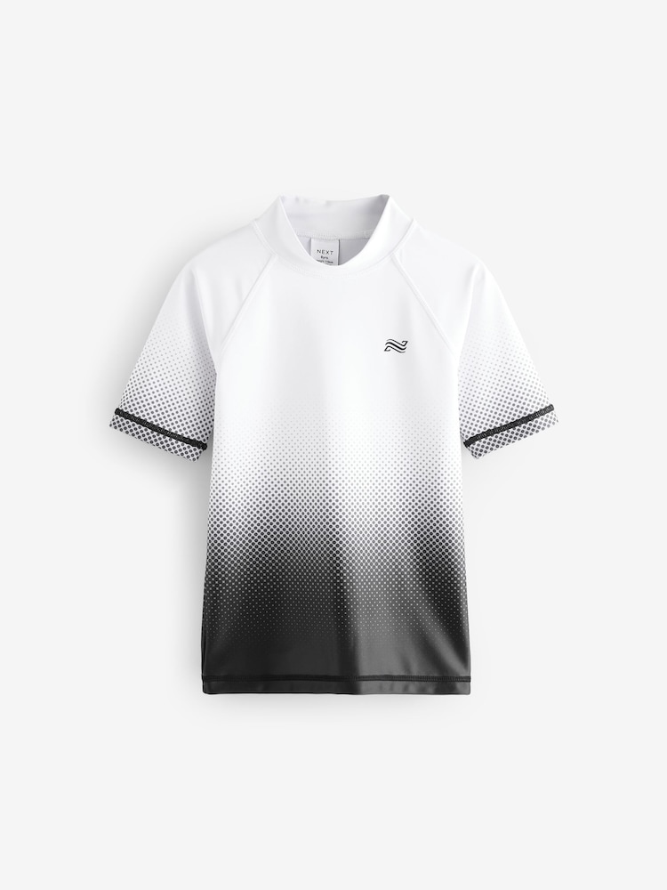 Black and White Ombre Short Sleeve Rash Vest (1.5-16yrs) - Image 4 of 7