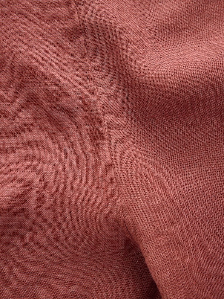 Rose Pink 100% Linen Wide Leg Romper - Image 7 of 7