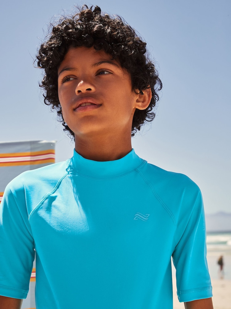 Turquoise Blue Short Sleeve Rash Vest (1.5-16yrs) - Image 3 of 7