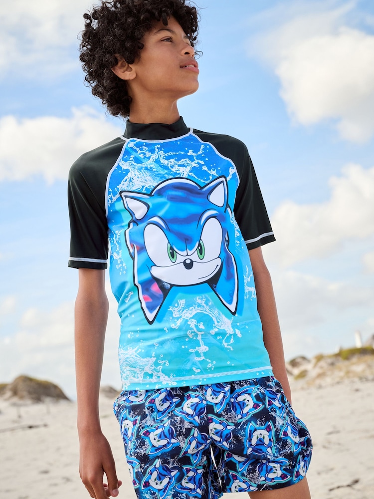 Blue Sonic Rash Vest (3-16yrs) (3-16yrs) - Image 1 of 8
