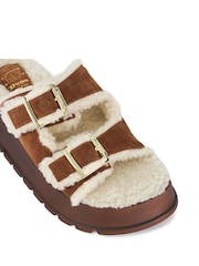 Dune London Brown Lazio Flatform Shearling Sandals - Image 5 of 5