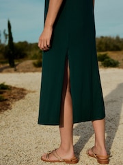 Emerald Green Jersey Midi Slip Dress - Image 6 of 9