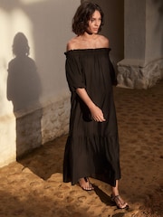 Black Off Shoulder Maxi Dress - Image 2 of 8