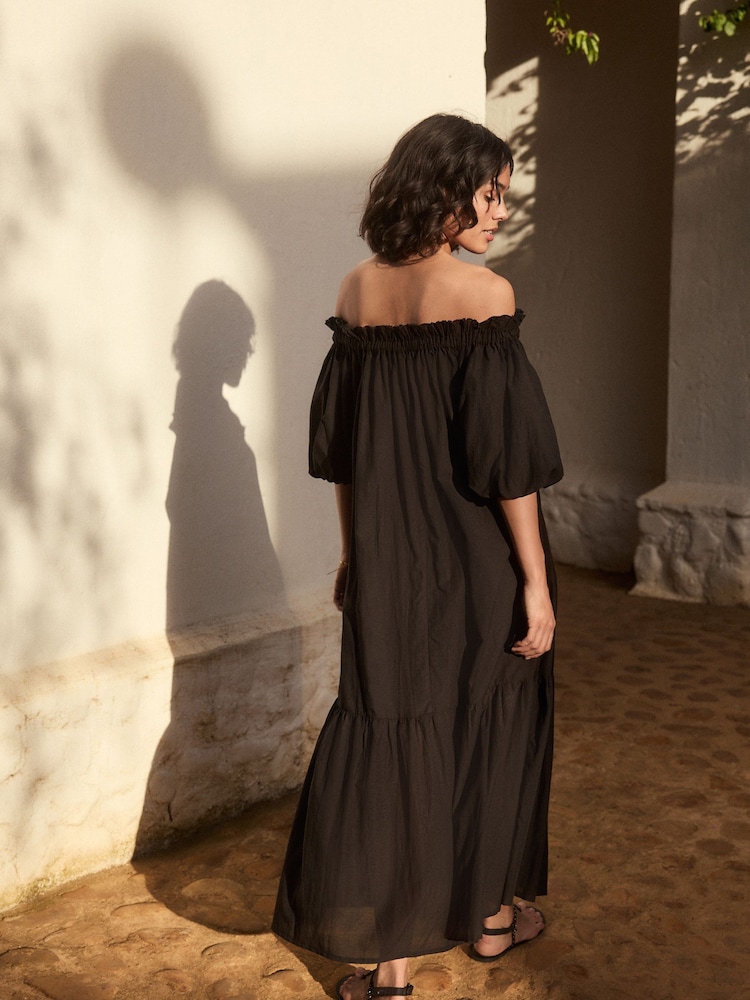 Black Off Shoulder Maxi Dress - Image 3 of 8