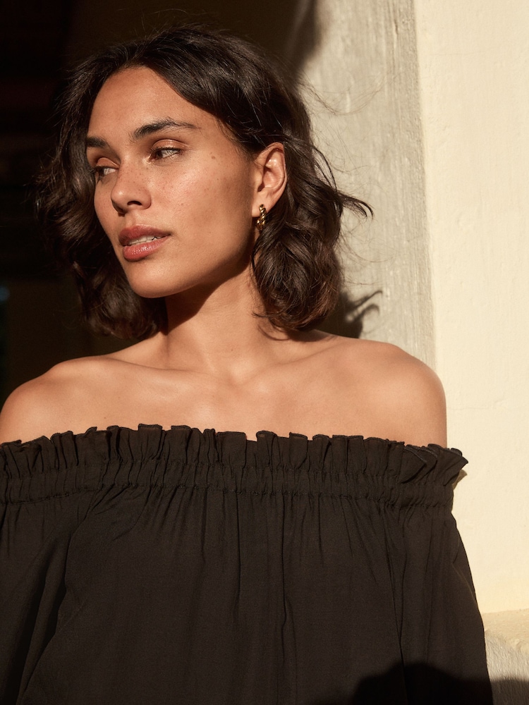 Black Off Shoulder Maxi Dress - Image 4 of 8