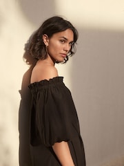Black Off Shoulder Maxi Dress - Image 5 of 8