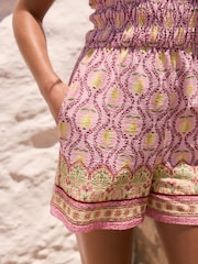 Pink Bandeau Shirred Playsuit - Image 5 of 8