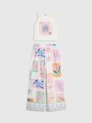 River Island White Sun Shell T-Shirt & Woven Trouser Set - Image 1 of 4