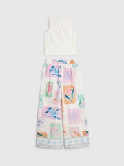 River Island White Sun Shell T-Shirt & Woven Trouser Set - Image 2 of 4