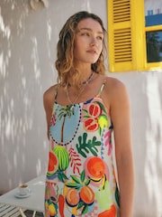 Pink/Orange Midi Slip Summer Dress - Image 5 of 8