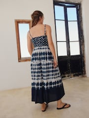Navy Shirred Bandeau Midi Dress - Image 3 of 6