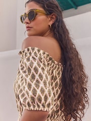 Khaki Green Off Shoulder Wide Leg Jumpsuit - Image 5 of 9