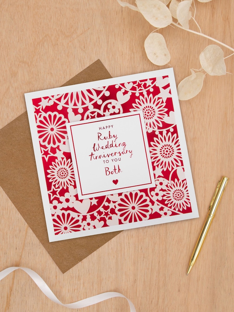 Hallmark Multi Ruby Wedding Anniversary Card Laser Cut Pattern - Image 1 of 4