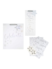 Hallmark White Celebration Gift Bag, Bottle Bag And Gift Wrap Set - Image 2 of 4