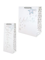 Hallmark White Celebration Gift Bag, Bottle Bag And Gift Wrap Set - Image 3 of 4