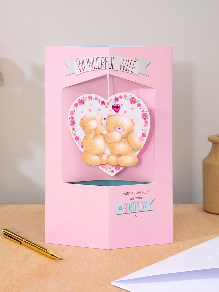 Hallmark Pink Wife 3D Forever Friends Design Birthday Card - Image 1 of 4