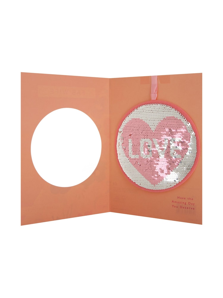 Hallmark Pink Birthday Card for Wife Reversible Sequin Design - Image 4 of 4