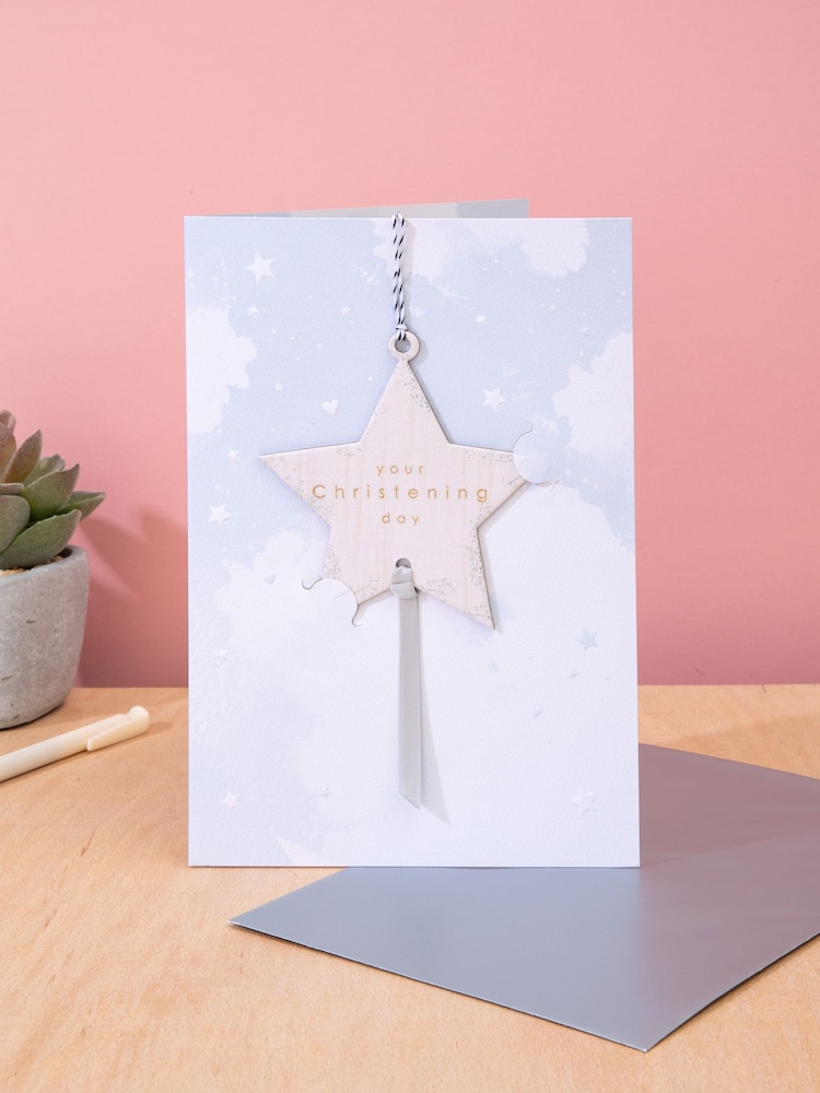 Hallmark Grey Christening Contemporary 3D Star Design Card - Image 1 of 4