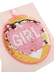Hallmark Pink New Baby Reversible 'It's A Girl' Sequin Card - Image 3 of 4