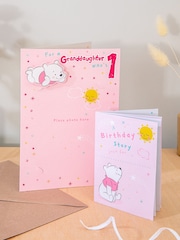 Hallmark Pink Granddaughter Winnie The Pooh 1st Birthday Card - Image 1 of 4