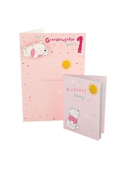 Hallmark Pink Granddaughter Winnie The Pooh 1st Birthday Card - Image 3 of 4
