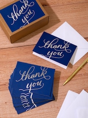 Hallmark Blue Thank You Cards with Foil Script Design 40 Pack - Image 1 of 4