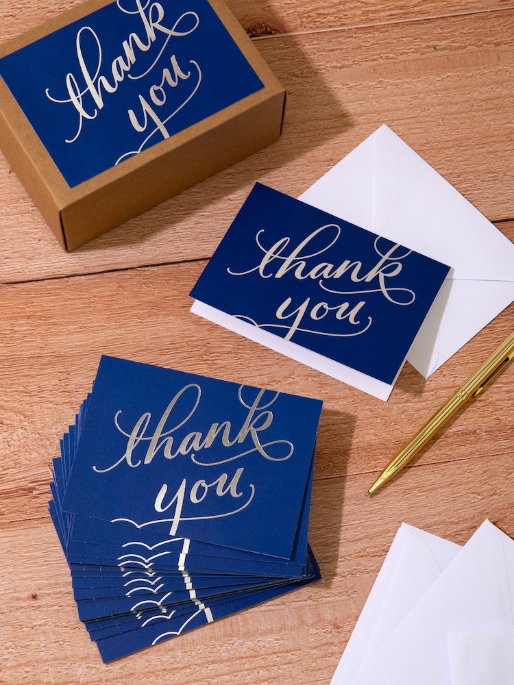 Hallmark Blue Thank You Cards with Foil Script Design 40 Pack - Image 1 of 4