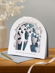 Hallmark Blue Wedding Card Once Upon a Time 3D Laser Cut Design - Image 1 of 4