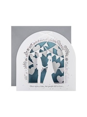 Hallmark Blue Wedding Card Once Upon a Time 3D Laser Cut Design - Image 2 of 4