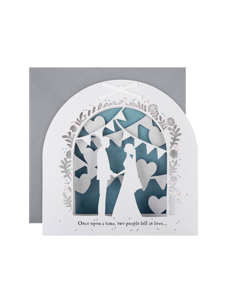 Hallmark Blue Wedding Card Once Upon a Time 3D Laser Cut Design - Image 2 of 4