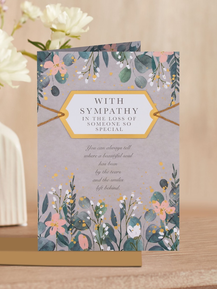 Hallmark Grey Sympathy Card Floral Design with Heartfelt Verse - Image 1 of 4